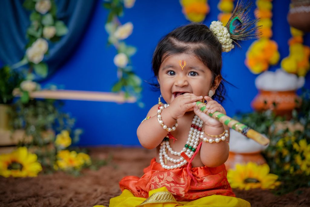 Krishna theme Baby Photoshoot Ideas | Krishna Janmashtami Baby shoot